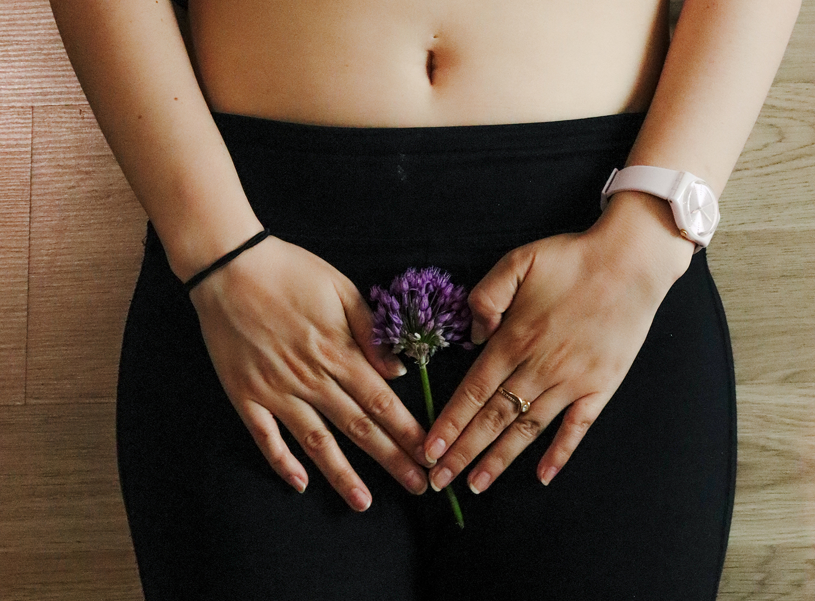 woman holding flower