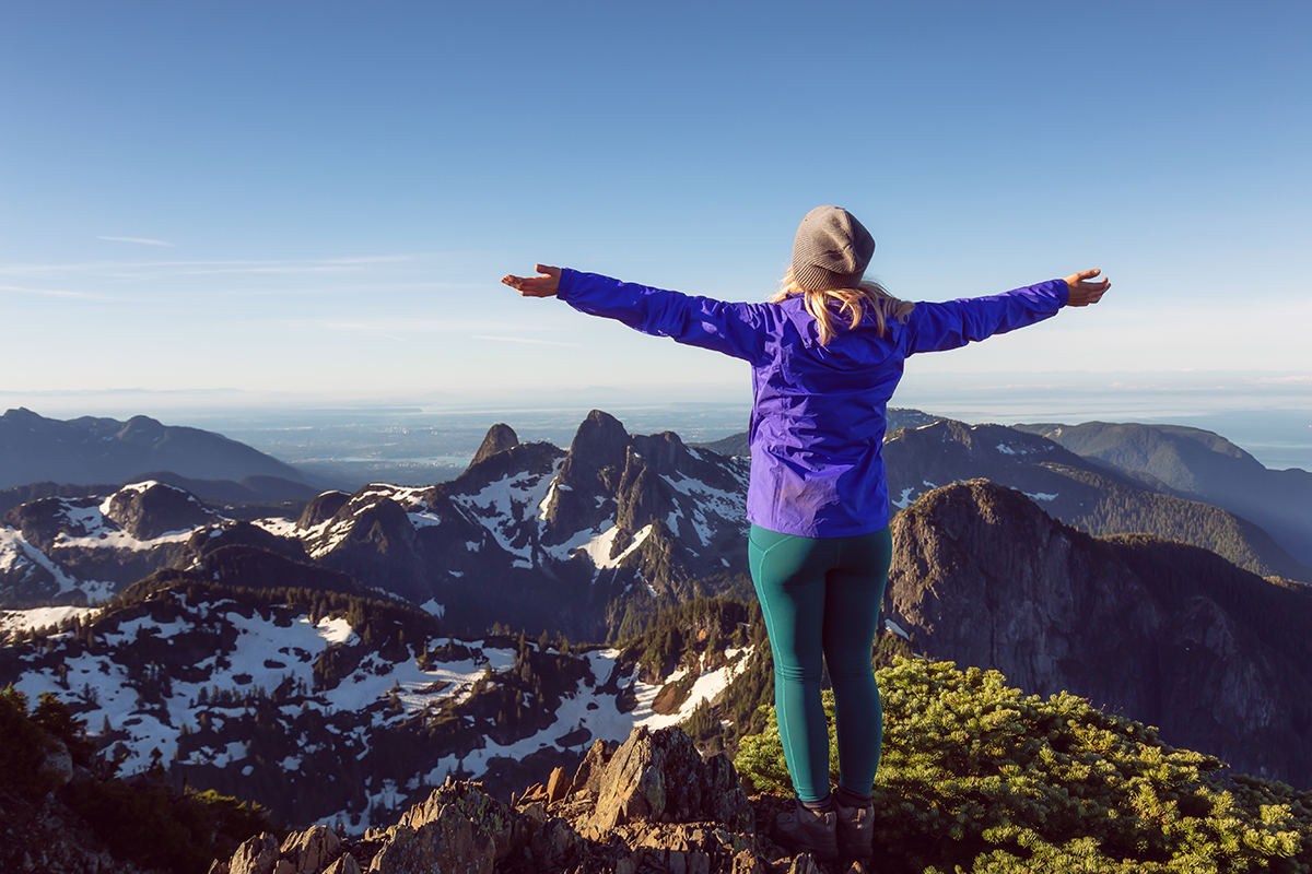 woman on mountain top